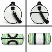 Cook Islands Rugby Custom Duffle Bag Kuki Tribal Pattern White Version LT05 - Polynesian Pride