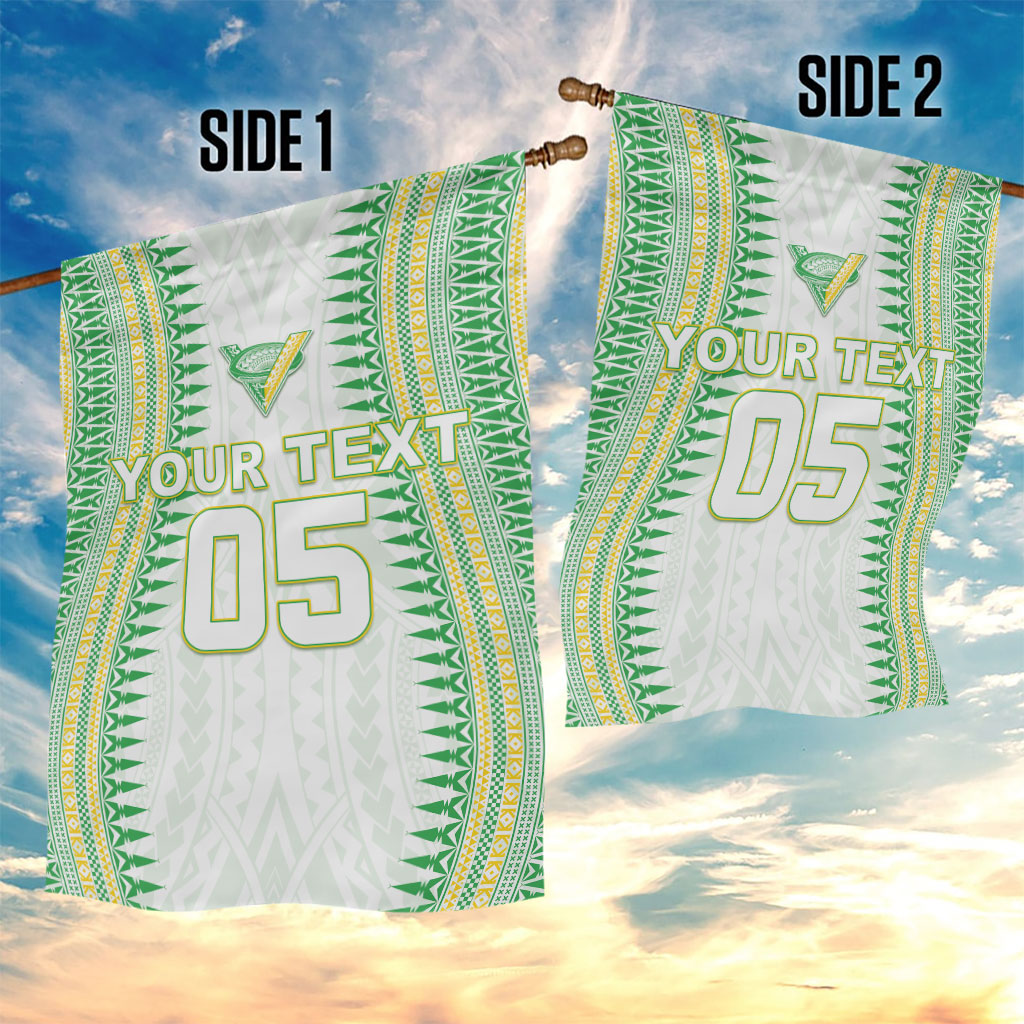 Cook Islands Rugby Custom Garden Flag Kuki Tribal Pattern White Version LT05 - Polynesian Pride