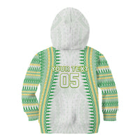 Cook Islands Rugby Custom Kid Hoodie Kuki Tribal Pattern White Version LT05 - Polynesian Pride