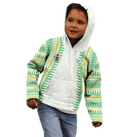 Cook Islands Rugby Custom Kid Hoodie Kuki Tribal Pattern White Version LT05 - Polynesian Pride