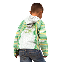 Cook Islands Rugby Custom Kid Hoodie Kuki Tribal Pattern White Version LT05 - Polynesian Pride