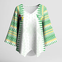 Cook Islands Rugby Custom Kimono Sleeve Blouse Kuki Tribal Pattern White Version LT05 Female White - Polynesian Pride