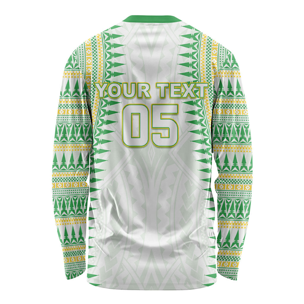 Cook Islands Rugby Custom Long Sleeve Shirt Kuki Tribal Pattern White Version LT05 - Polynesian Pride