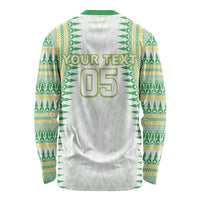 Cook Islands Rugby Custom Long Sleeve Shirt Kuki Tribal Pattern White Version LT05 - Polynesian Pride