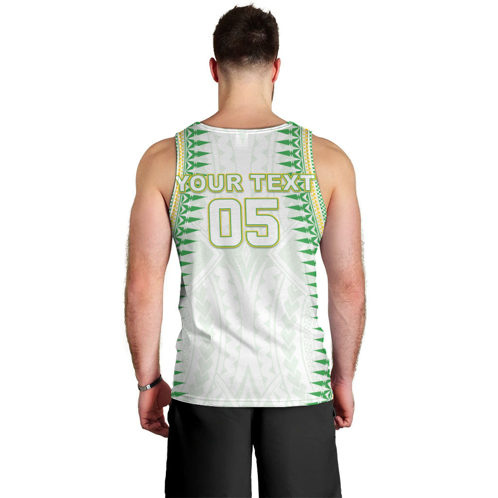 Cook Islands Rugby Custom Men Tank Top Kuki Tribal Pattern White Version LT05 - Polynesian Pride
