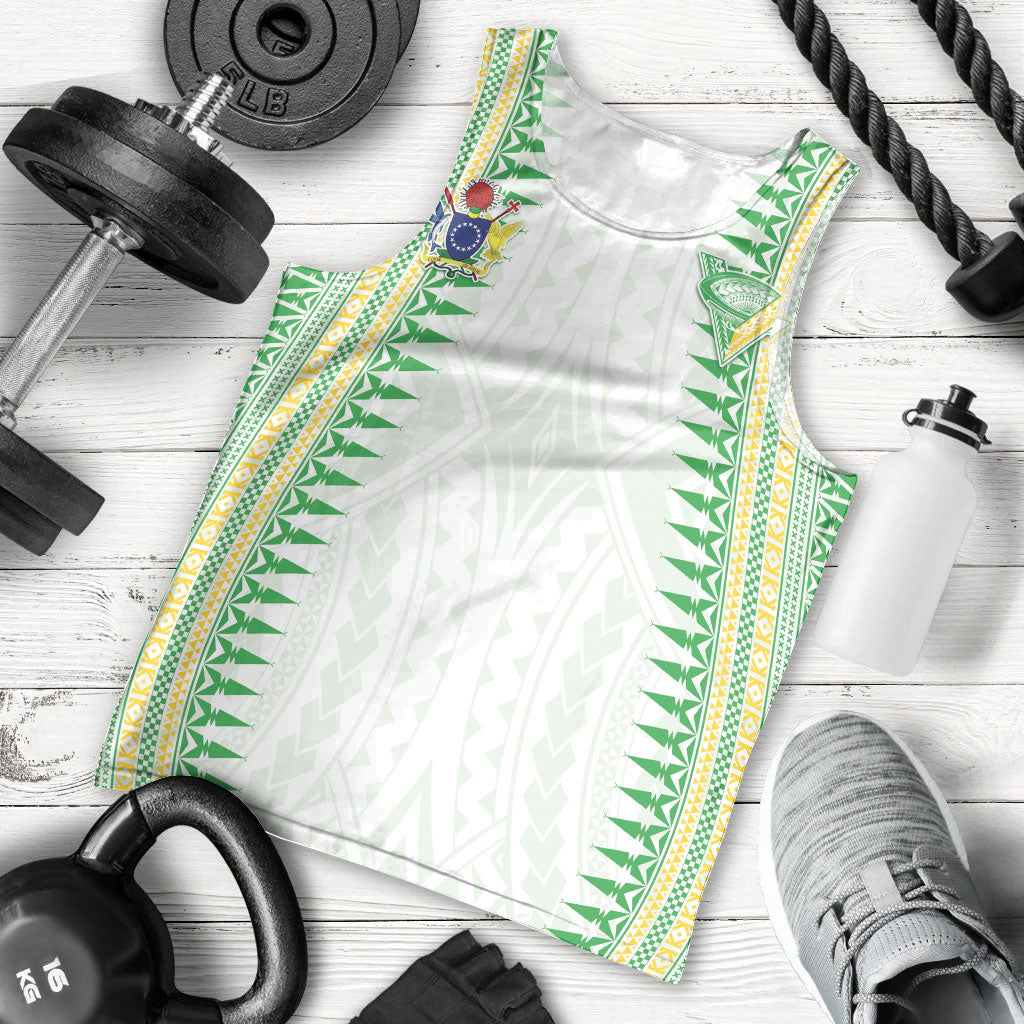 Cook Islands Rugby Custom Men Tank Top Kuki Tribal Pattern White Version LT05 - Polynesian Pride