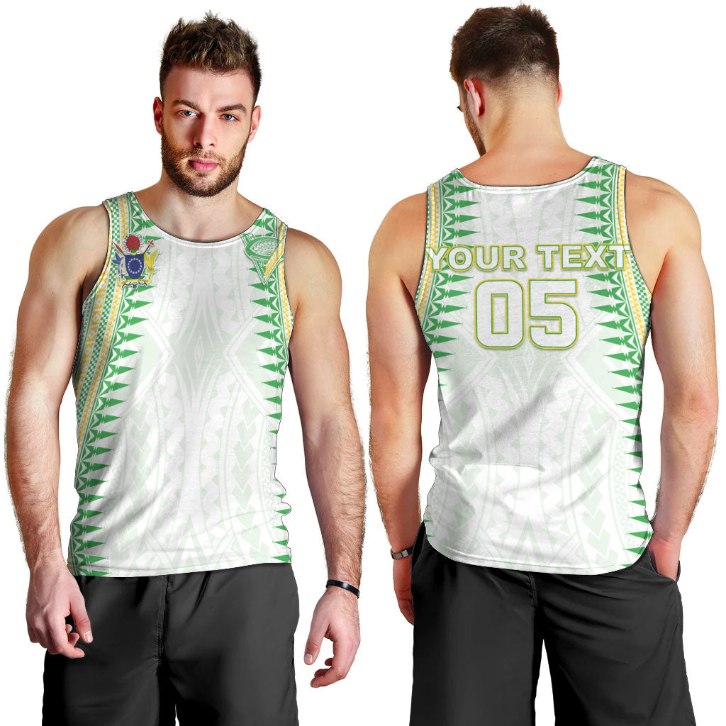 Cook Islands Rugby Custom Men Tank Top Kuki Tribal Pattern White Version LT05 - Polynesian Pride