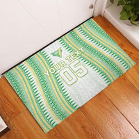Cook Islands Rugby Custom Rubber Doormat Kuki Tribal Pattern White Version LT05 - Polynesian Pride