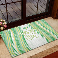 Cook Islands Rugby Custom Rubber Doormat Kuki Tribal Pattern White Version LT05 - Polynesian Pride