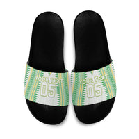 Cook Islands Rugby Custom Slide Sandals Kuki Tribal Pattern White Version LT05 White - Polynesian Pride