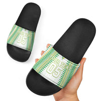 Cook Islands Rugby Custom Slide Sandals Kuki Tribal Pattern White Version LT05 - Polynesian Pride