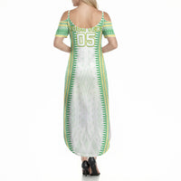 Cook Islands Rugby Custom Summer Maxi Dress Kuki Tribal Pattern White Version LT05 - Polynesian Pride