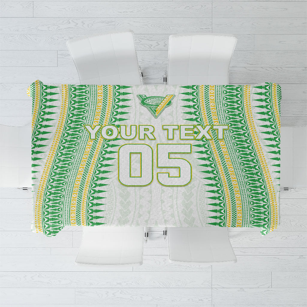 Cook Islands Rugby Custom Tablecloth Kuki Tribal Pattern White Version LT05 White - Polynesian Pride