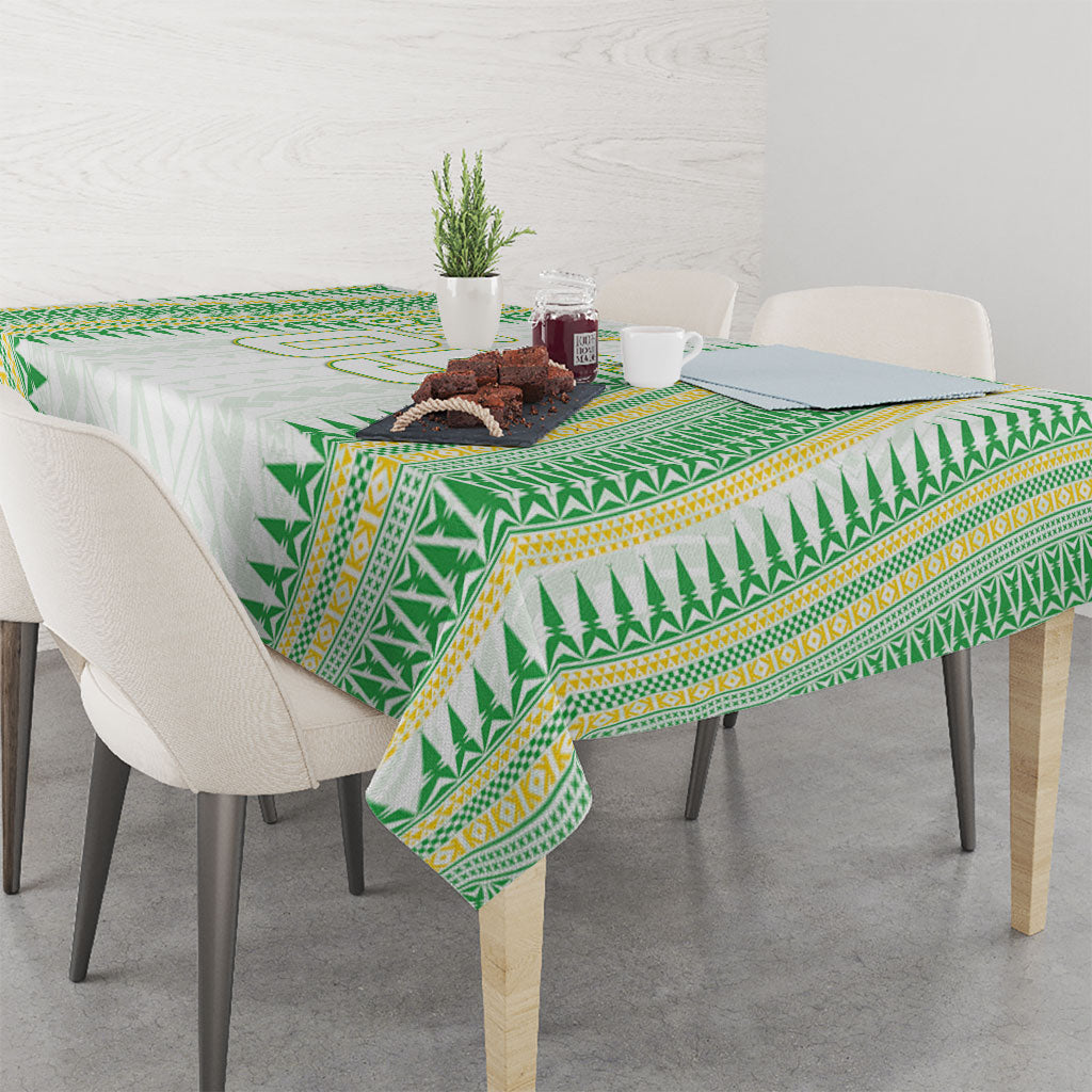 Cook Islands Rugby Custom Tablecloth Kuki Tribal Pattern White Version LT05 - Polynesian Pride