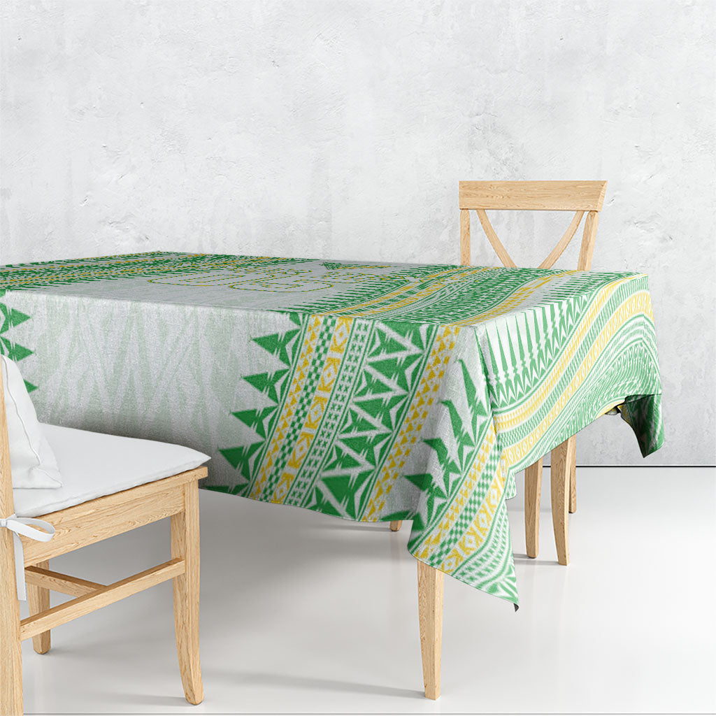 Cook Islands Rugby Custom Tablecloth Kuki Tribal Pattern White Version LT05 - Polynesian Pride