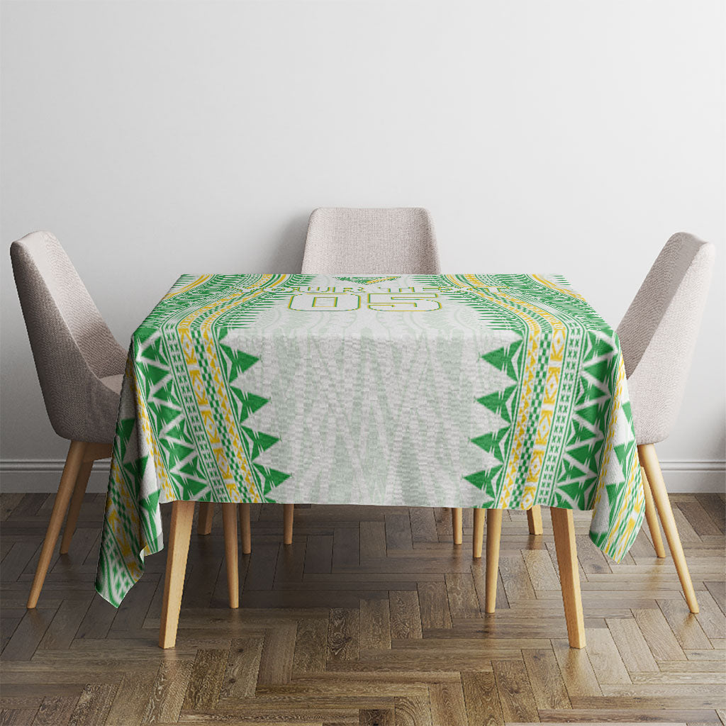 Cook Islands Rugby Custom Tablecloth Kuki Tribal Pattern White Version LT05 - Polynesian Pride