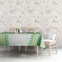 Cook Islands Rugby Custom Tablecloth Kuki Tribal Pattern White Version LT05 - Polynesian Pride