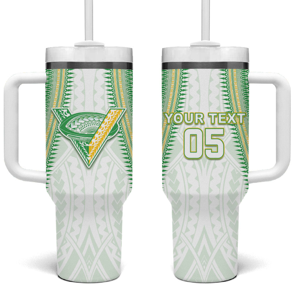 Cook Islands Rugby Custom Tumbler With Handle Kuki Tribal Pattern White Version LT05 One Size: 40 oz White - Polynesian Pride
