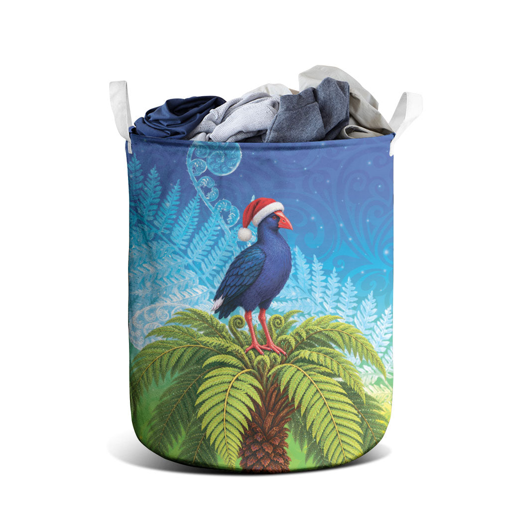 New Zealand Christmas Laundry Basket Pukeko With Ponga Tree Silver Fern LT05 - Polynesian Pride