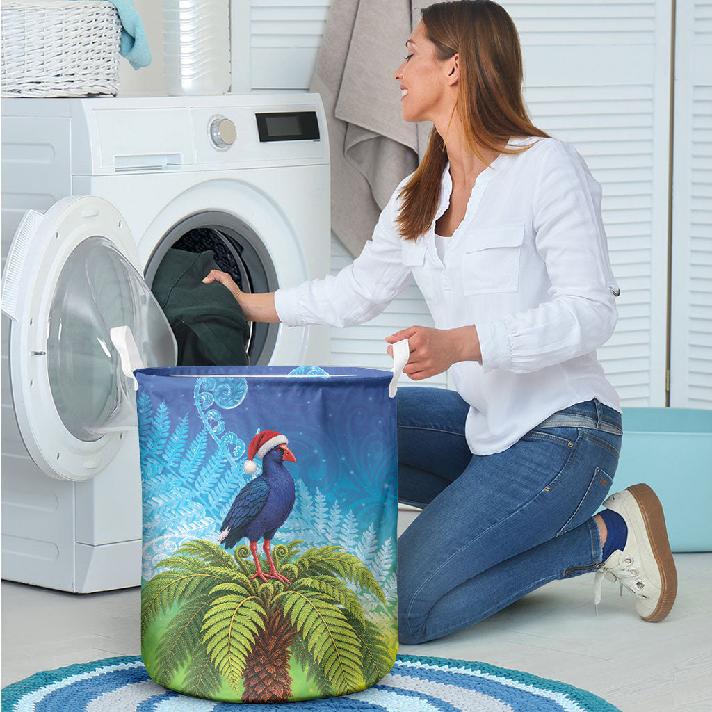 New Zealand Christmas Laundry Basket Pukeko With Ponga Tree Silver Fern LT05 - Polynesian Pride