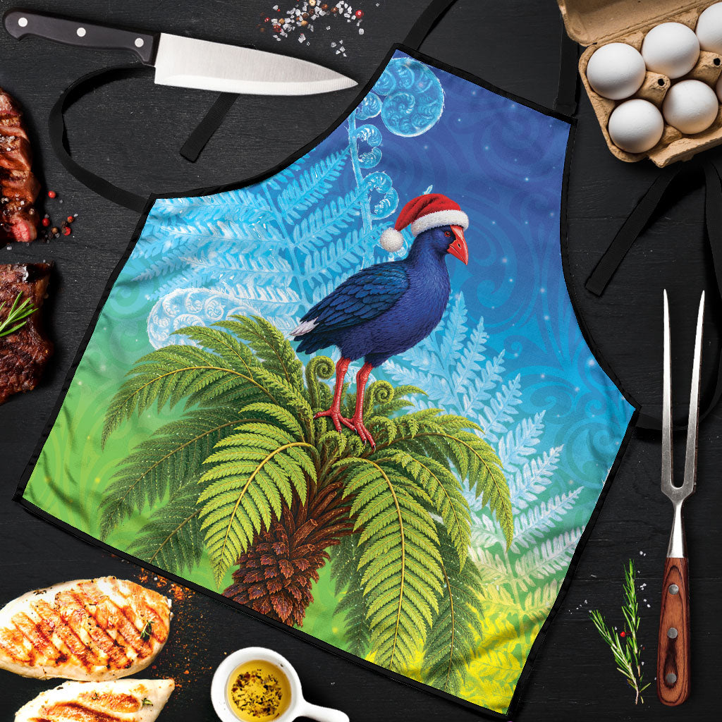 New Zealand Christmas Apron Pukeko With Ponga Tree Silver Fern LT05 Multicolor - Polynesian Pride