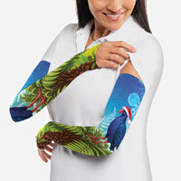 New Zealand Christmas Arm Sleeves Pukeko With Ponga Tree Silver Fern LT05 - Polynesian Pride