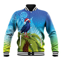 New Zealand Christmas Baseball Jacket Pukeko With Ponga Tree Silver Fern LT05 Unisex Multicolor - Polynesian Pride
