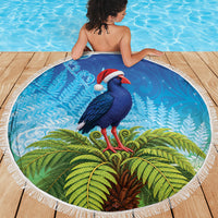New Zealand Christmas Beach Blanket Pukeko With Ponga Tree Silver Fern LT05 - Polynesian Pride