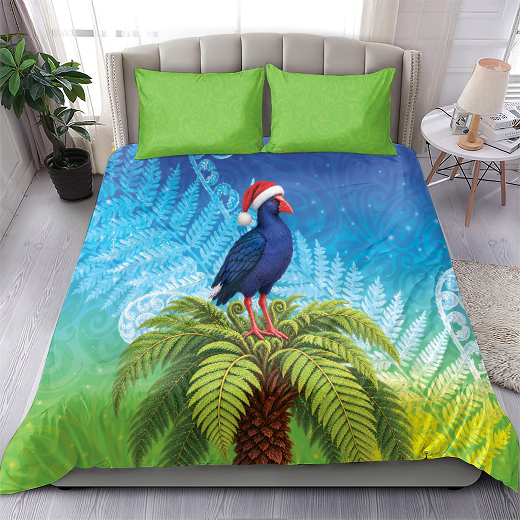 New Zealand Christmas Bedding Set Pukeko With Ponga Tree Silver Fern LT05 - Polynesian Pride