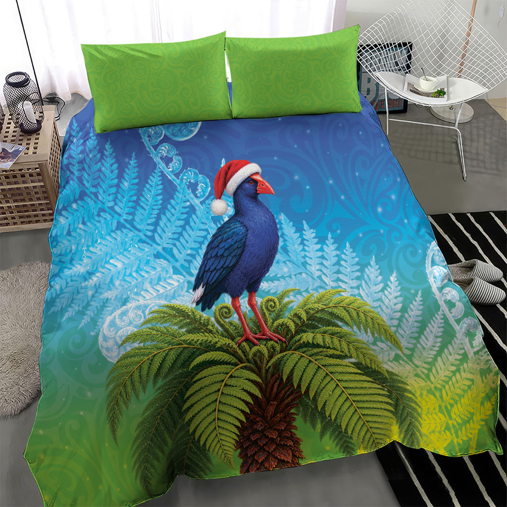 New Zealand Christmas Bedding Set Pukeko With Ponga Tree Silver Fern LT05 - Polynesian Pride