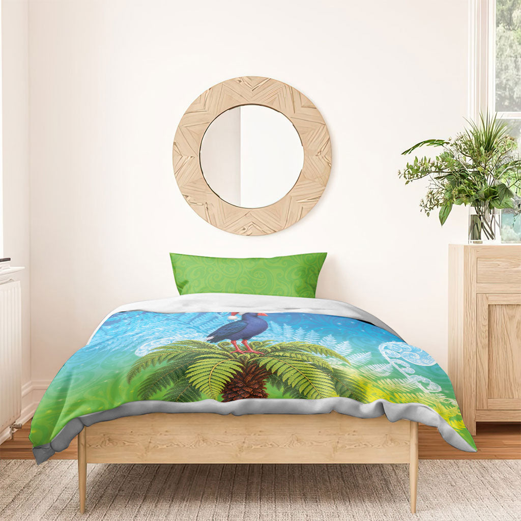 New Zealand Christmas Bedding Set Pukeko With Ponga Tree Silver Fern LT05 - Polynesian Pride