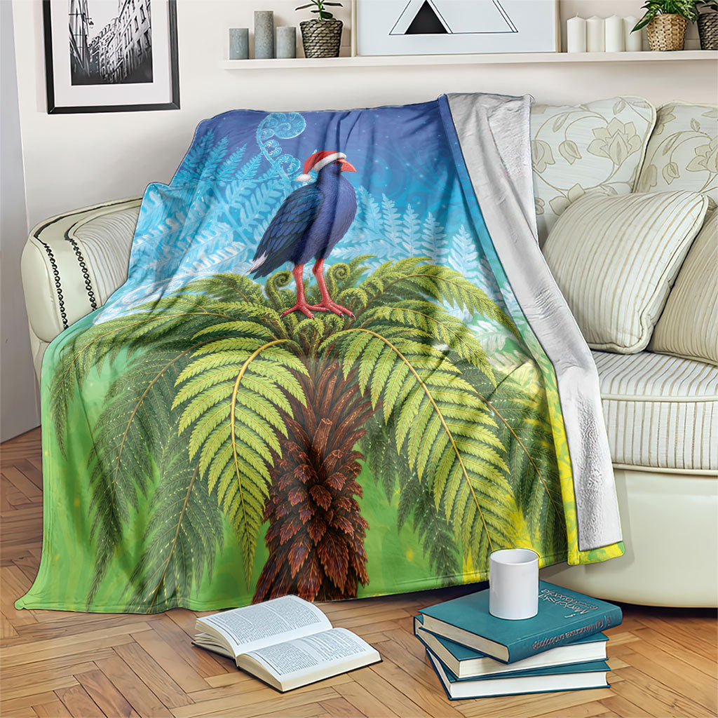 New Zealand Christmas Blanket Pukeko With Ponga Tree Silver Fern LT05 Multicolor - Polynesian Pride