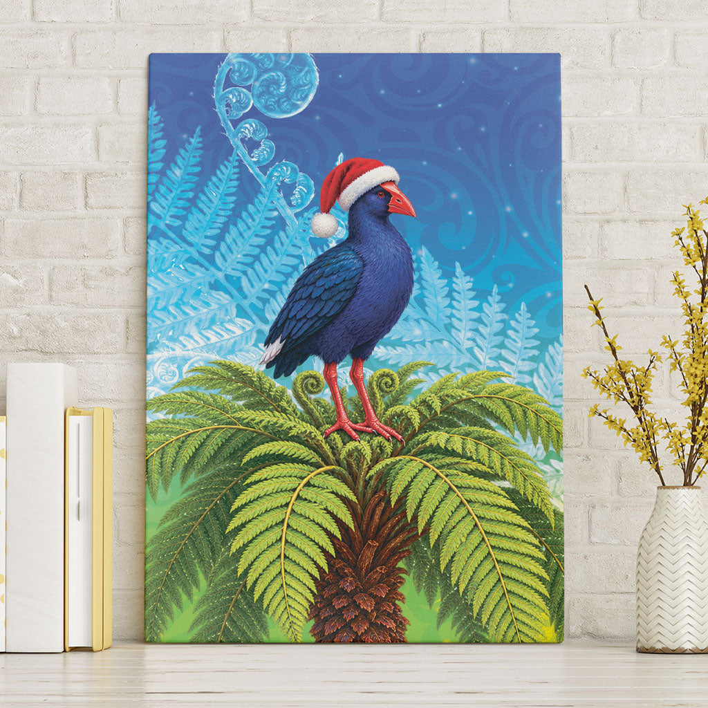 New Zealand Christmas Canvas Wall Art Pukeko With Ponga Tree Silver Fern LT05 Without Frame Multicolor - Polynesian Pride