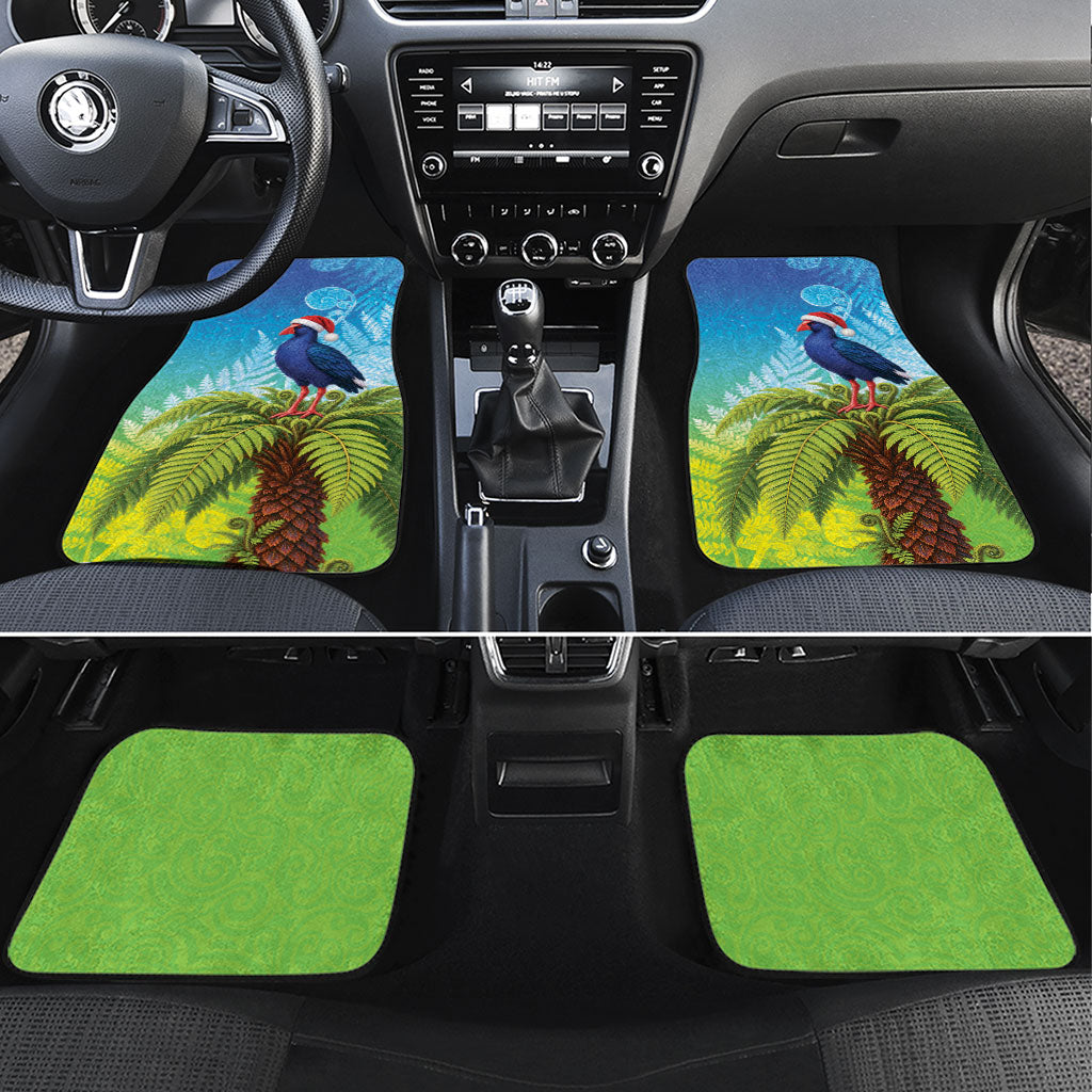New Zealand Christmas Car Mats Pukeko With Ponga Tree Silver Fern LT05 Set 4pcs Multicolor - Polynesian Pride