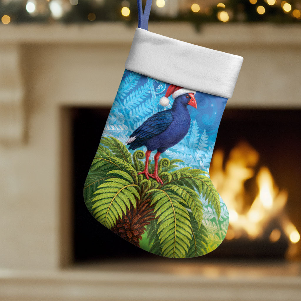 New Zealand Christmas Stocking Pukeko With Ponga Tree Silver Fern LT05 Set of 2 Multicolor - Polynesian Pride