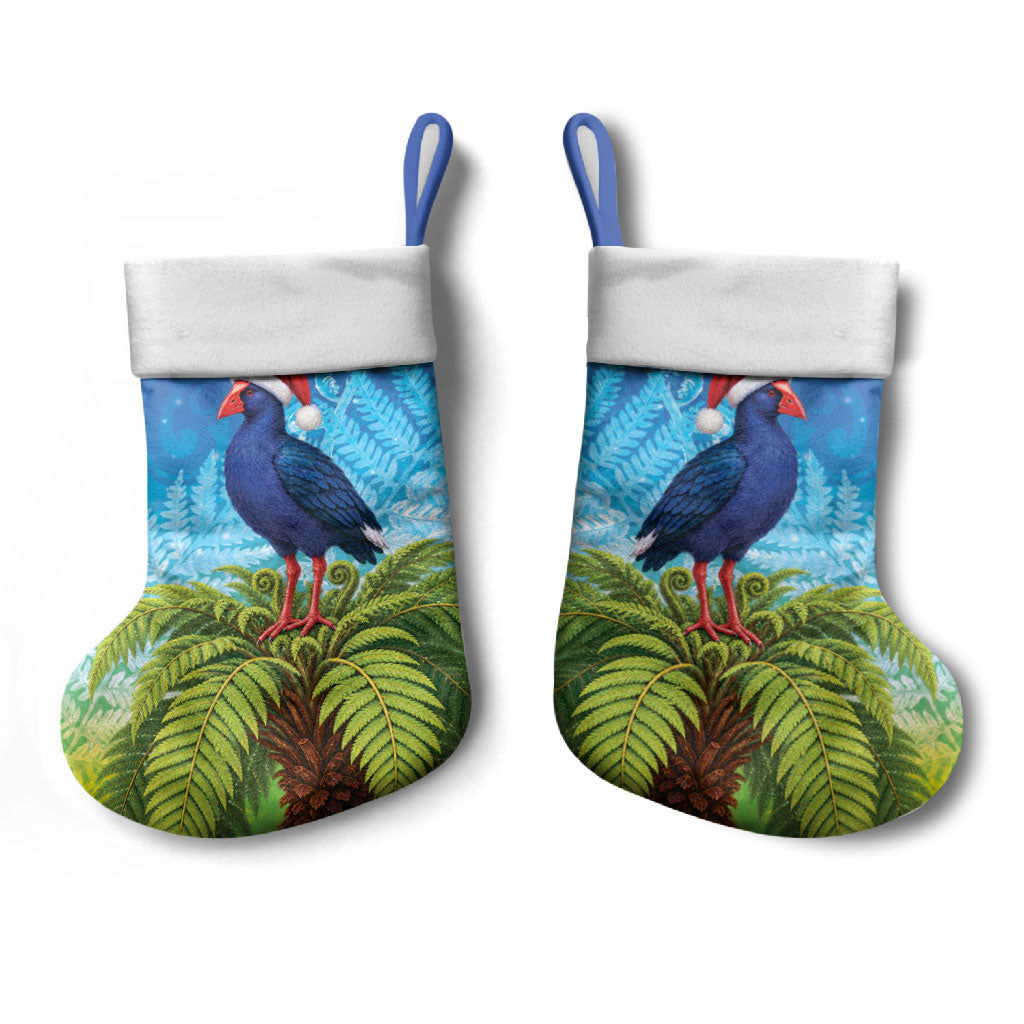 New Zealand Christmas Stocking Pukeko With Ponga Tree Silver Fern LT05 - Polynesian Pride