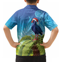 New Zealand Christmas Kid Hawaiian Shirt Pukeko With Ponga Tree Silver Fern LT05 - Polynesian Pride