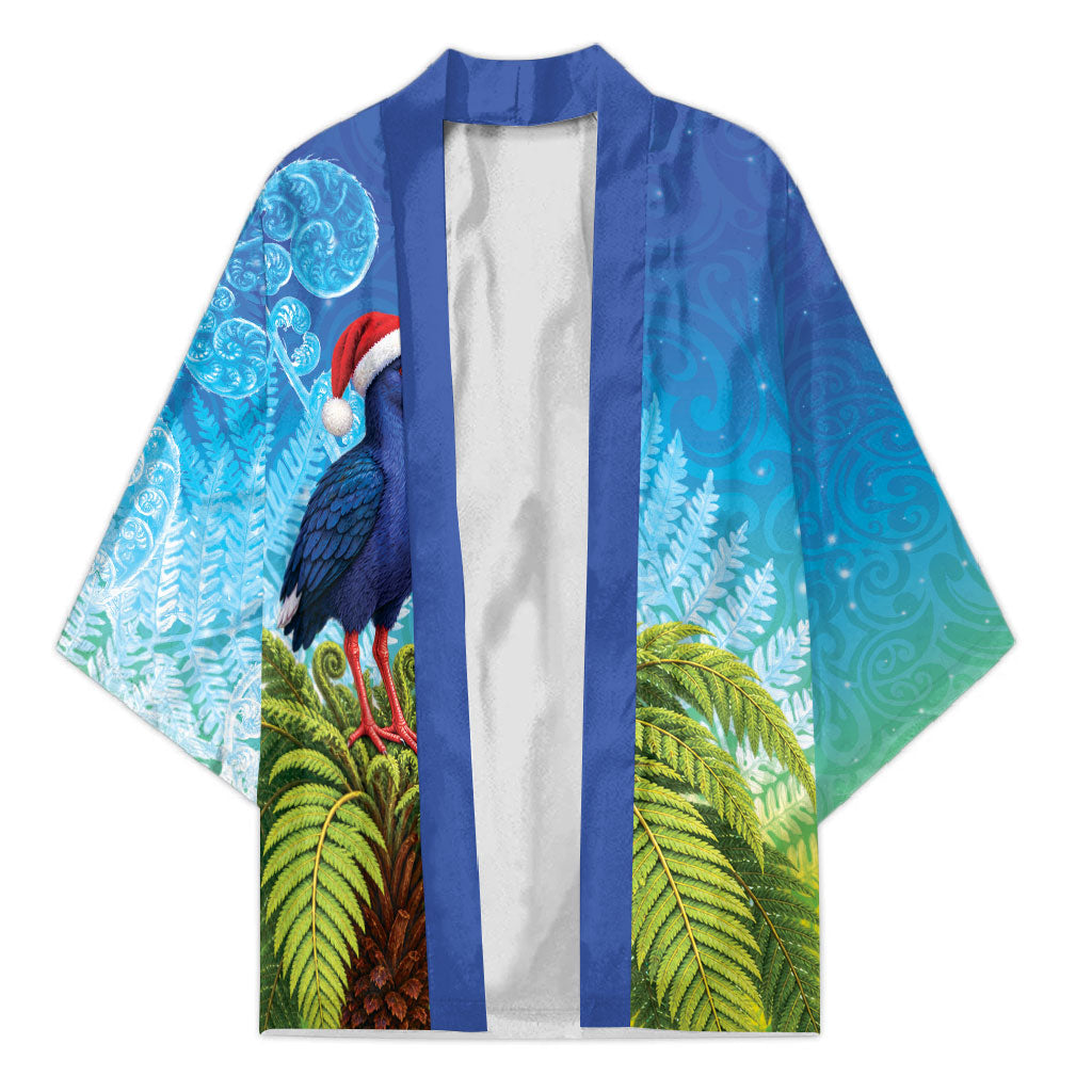 New Zealand Christmas Kimono Pukeko With Ponga Tree Silver Fern LT05 Unisex Multicolor - Polynesian Pride