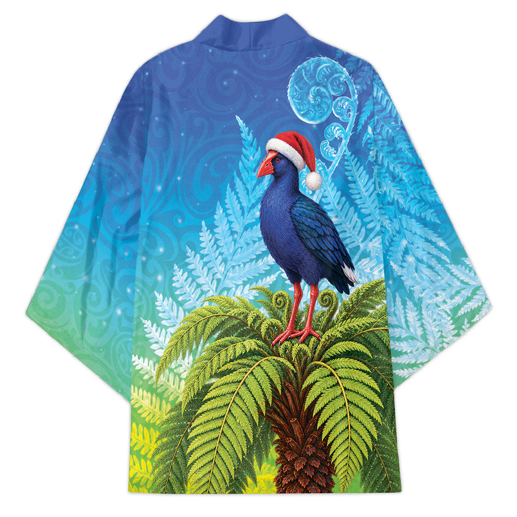 New Zealand Christmas Kimono Pukeko With Ponga Tree Silver Fern LT05 - Polynesian Pride