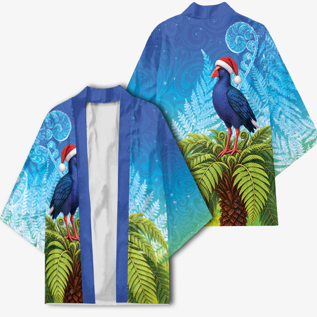 New Zealand Christmas Kimono Pukeko With Ponga Tree Silver Fern LT05 - Polynesian Pride