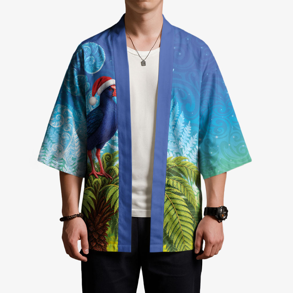 New Zealand Christmas Kimono Pukeko With Ponga Tree Silver Fern LT05 - Polynesian Pride