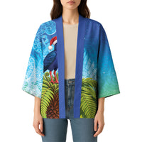 New Zealand Christmas Kimono Pukeko With Ponga Tree Silver Fern LT05 - Polynesian Pride