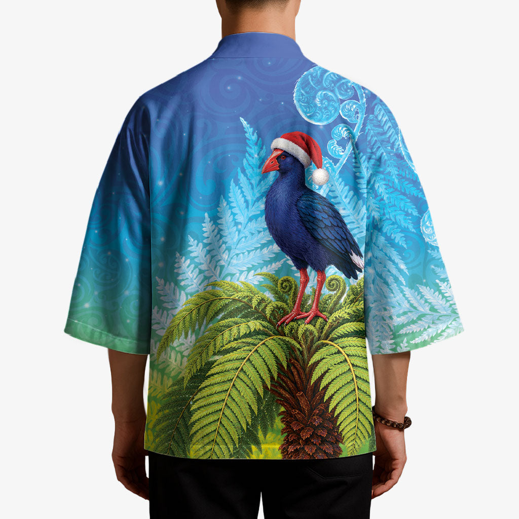 New Zealand Christmas Kimono Pukeko With Ponga Tree Silver Fern LT05 - Polynesian Pride