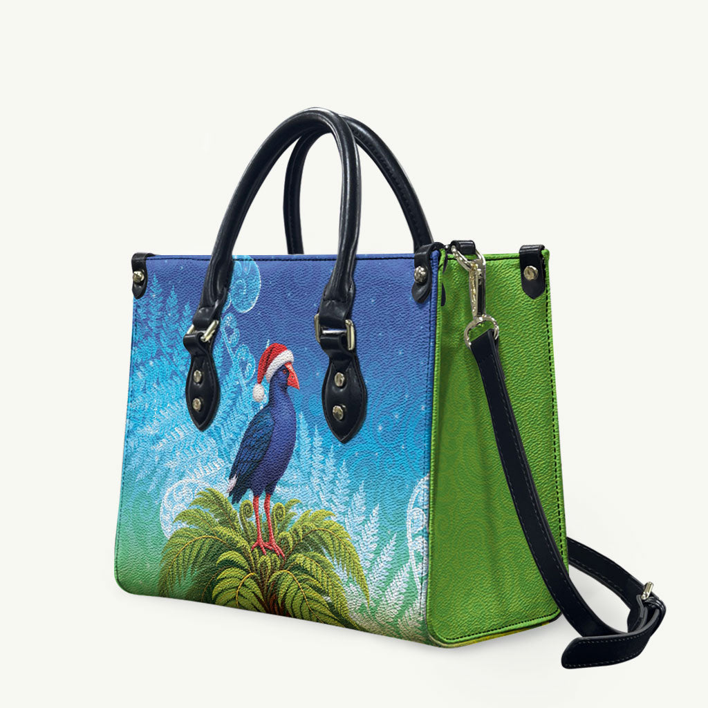 New Zealand Christmas Leather Bag Pukeko With Ponga Tree Silver Fern LT05 Multicolor - Polynesian Pride