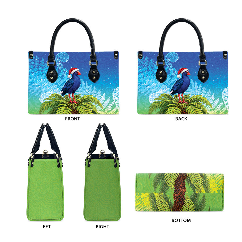 New Zealand Christmas Leather Bag Pukeko With Ponga Tree Silver Fern LT05 - Polynesian Pride