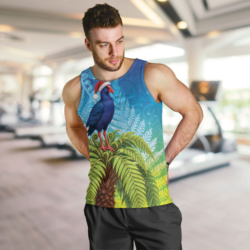 New Zealand Christmas Men Tank Top Pukeko With Ponga Tree Silver Fern LT05 Multicolor - Polynesian Pride