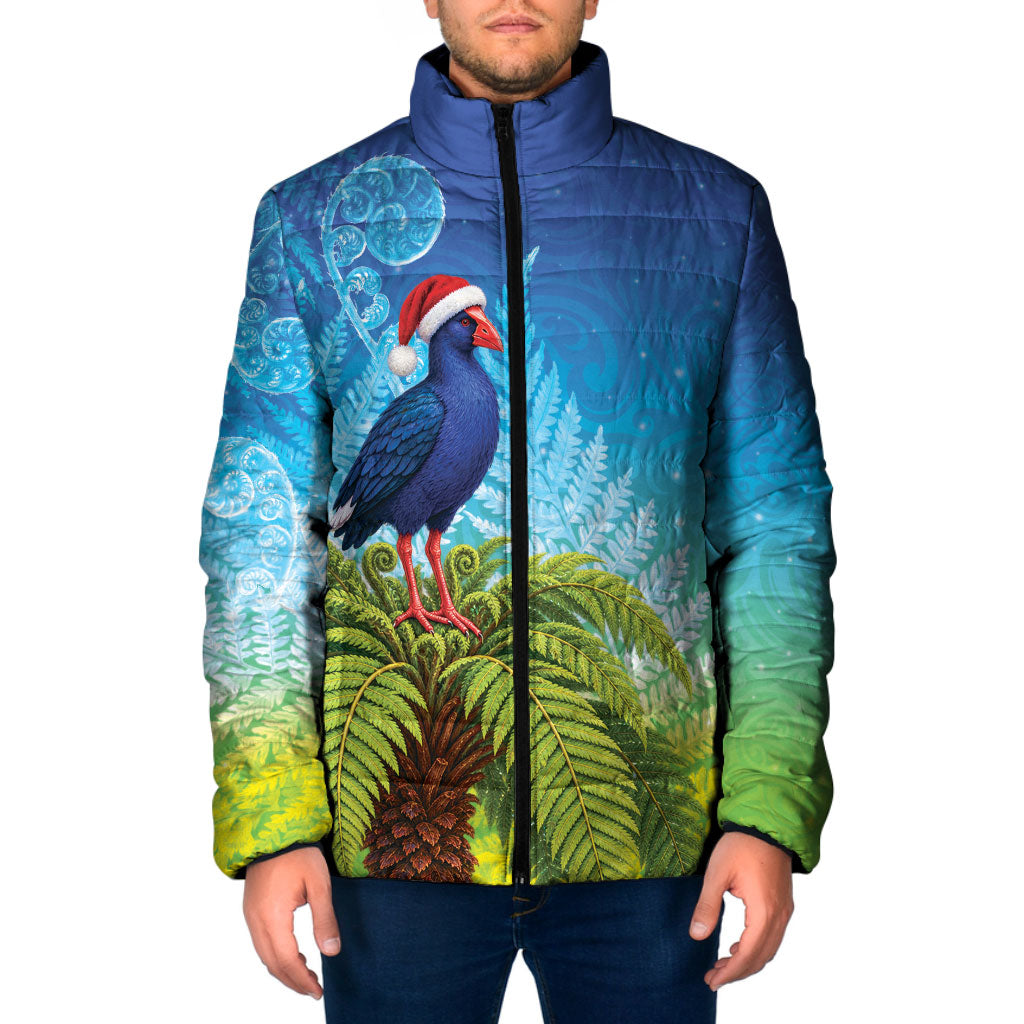 New Zealand Christmas Padded Jacket Pukeko With Ponga Tree Silver Fern LT05 Men Multicolor - Polynesian Pride