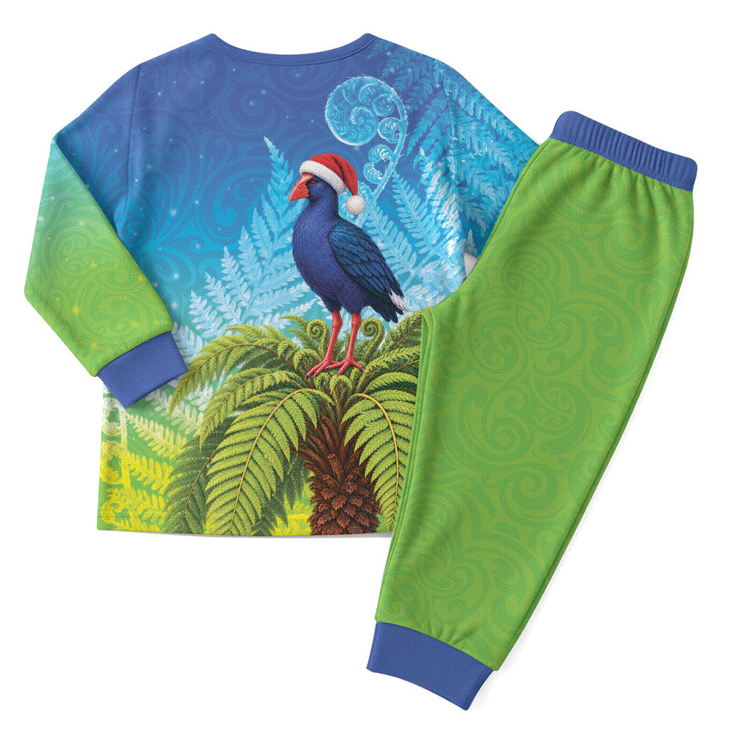 New Zealand Christmas Pajama Set Pukeko With Ponga Tree Silver Fern LT05 - Polynesian Pride
