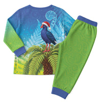 New Zealand Christmas Pajama Set Pukeko With Ponga Tree Silver Fern LT05 - Polynesian Pride