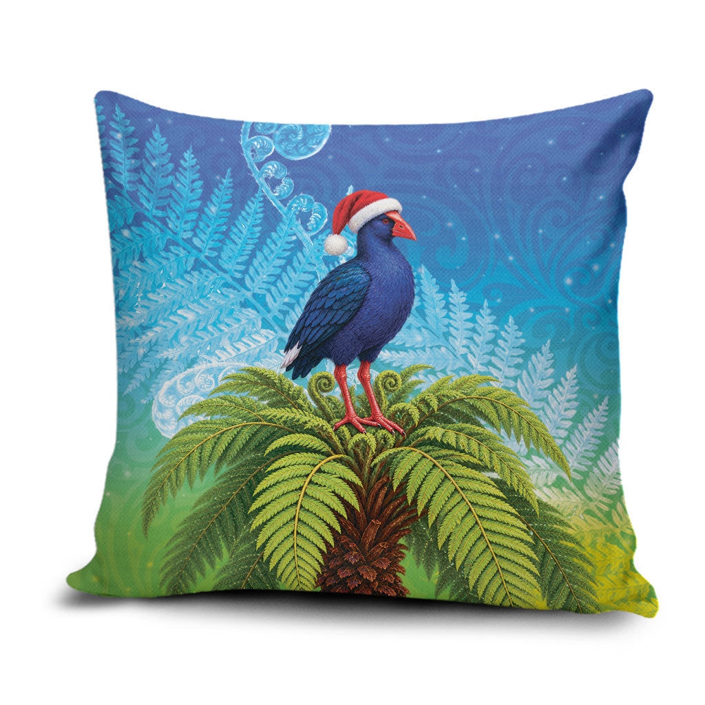 New Zealand Christmas Pillow Cover Pukeko With Ponga Tree Silver Fern LT05 Multicolor - Polynesian Pride
